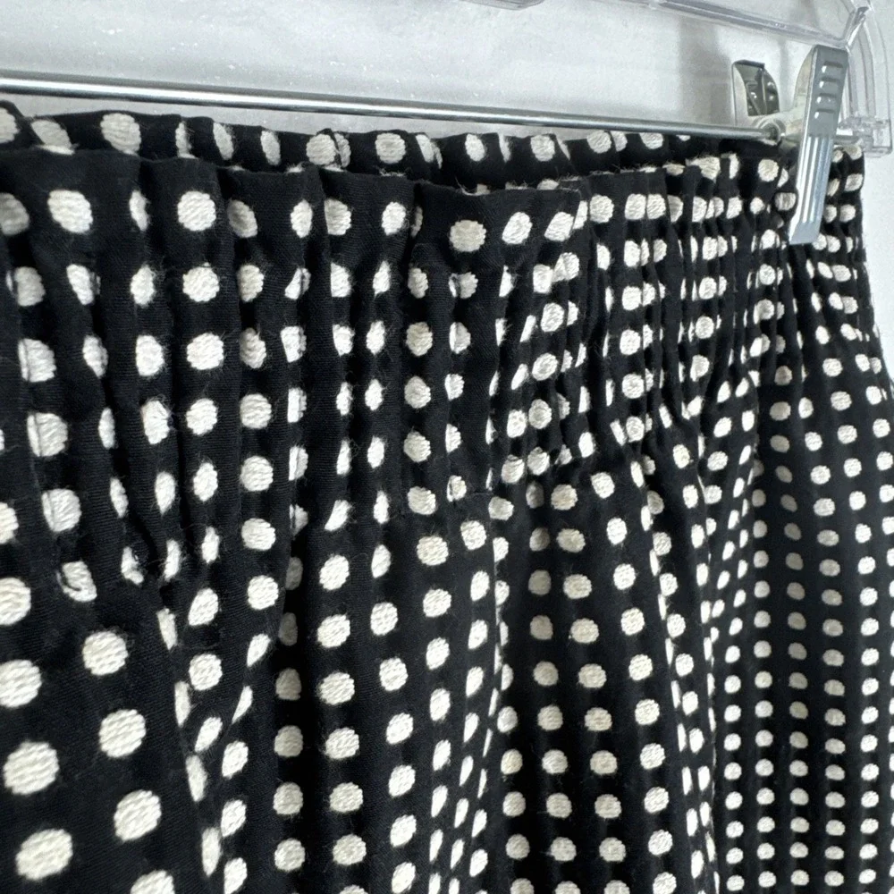 J.Crew Women's 6 Pull On Knit Mini Skirt Black Cream Polka-dot EUC Length‎ 17